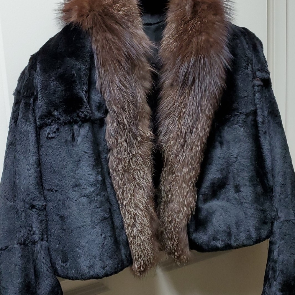 Vintage  sheared mink with raccoon  collar